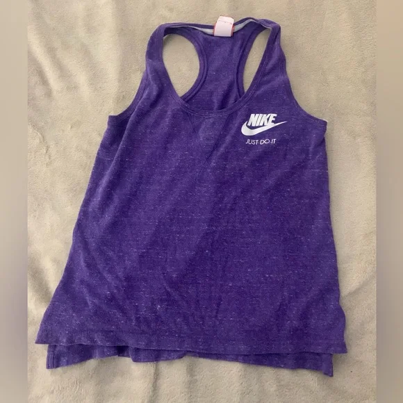 Nike Sportswear Just Do it Racerback Tank Top Size Small Purple Heather Women - Picture 1 of 7